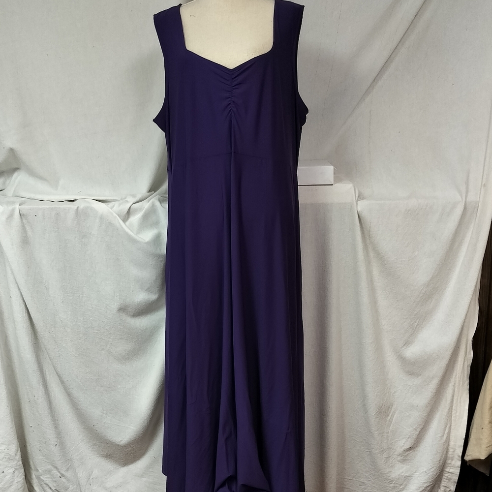 Womens Dark Purple Sleeveless Long Maxi Dress 2X